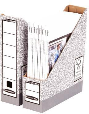 BANKERS BOX Stehsammler System DIN A4 Archiv grau/weiß – 100 % recycelter Karton, FSC-zertifiziert