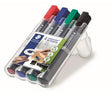 STAEDTLER Lumocolor 350 Permanentmarker 2-5 mm, 4er-Set farbig sortiert, wasserfest & nachfüllbar