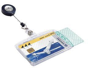 DURABLE Ausweishalter 87 x 54 mm, 10 Stück, transparent, Polystyrol, mit Aufrollmechanismus