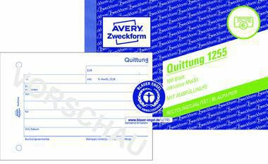 Avery Zweckform Quittung 1255 DIN A6 quer, 100 Blatt, fälschungssicher, mit Blaupapier