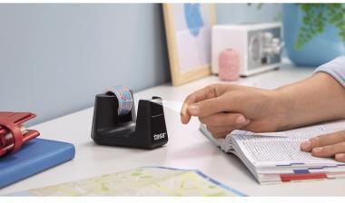 tesa Tischabroller ecoLogo Smart 53904-00000 schwarz inkl. Klebefilm – rutschfest & nachfüllbar
