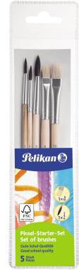 Pelikan Pinsel-Set PI5/SB 718163 – 5-teiliges Starterset mit Haar- und Borstenpinseln