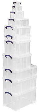 Really Useful Box Aufbewahrungsbox 35C 35l transparent – Stapelbar, DIN A4, Bügelverschlüsse