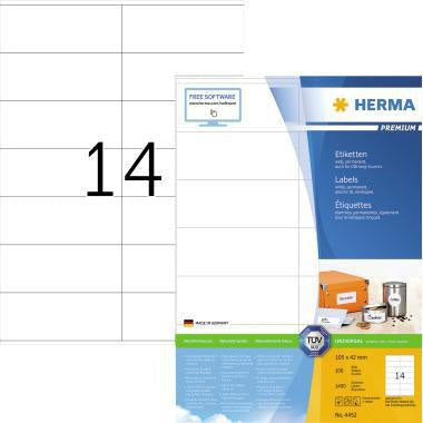 HERMA Universaletikett PREMIUM 105 x 42 mm, 1.400 Etiketten, weiß, FSC, Made in Germany