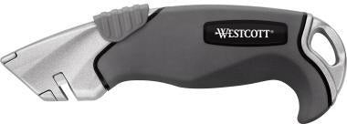 Westcott Sicherheitsmesser ALLOY 18 mm mit automatischem Klingenrückzug, grau/schwarz