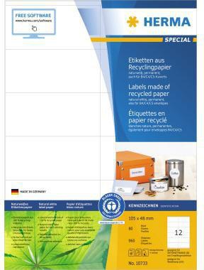 HERMA Universaletikett Recycling 105 x 48 mm, 960 Etiketten, naturweiß, Blauer Engel