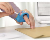 tesa Handabroller Mini 57858-00000 19mm x 10m rot/blau – Nachfüllbarer Abroller inkl. tesafilm® kristall-klar