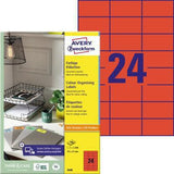 Avery Zweckform Universaletikett 3448 70x37mm rot 2.400 St./Pack. – FSC-zertifiziert, für Laser-, Inkjet- & Kopierer