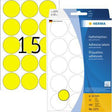 HERMA Markierungspunkt 2271, 32 mm, gelb, 480 Stück pro Packung – selbstklebende Etiketten
