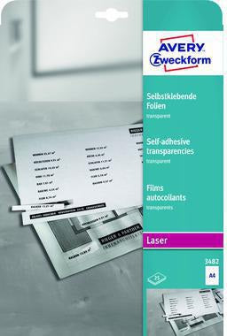 AVERY ZWECKFORM Selbstklebefolie 3482 DIN A4 transparent 25 Folien stapelverarbeitbar