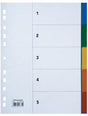 Soennecken Ordnerregister DIN A4 blanko, 5-teilig, PP, volle Höhe, mehrfarbig