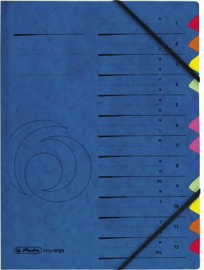 Herlitz Ordnungsmappe A-Z 5001128 – 12 Fächer, blau, DIN A4, mit Gummizugverschluss