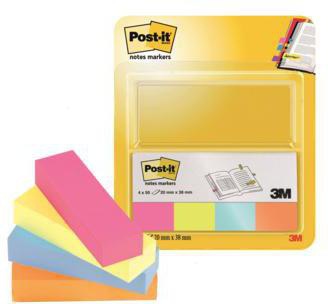 Post-it Haftstreifen Page Marker 670-4P 20x38mm sortiert 4 Blöcke