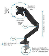 Fellowes Monitorarm Platinum Series 8056201 – Einzelarm mit Gasfeder, 360° Drehung, weiß