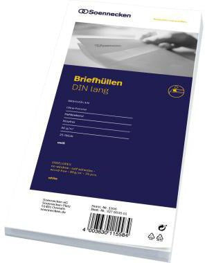 Soennecken Briefhülle 1306 DIN lang 80g oF hk hf weiß 25 St./Pack.