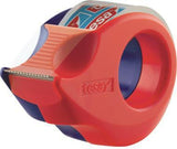 tesa Handabroller Mini 57858-00000 19mm x 10m rot/blau – Nachfüllbarer Abroller inkl. tesafilm® kristall-klar