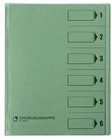 BENE Ordnungsmappe 83600GN DIN A4 6 Fächer grün – Recyclingkarton mit Sichtlöchern