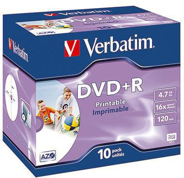 Verbatim DVD+R 43508 16x 4,7GB 120Min. Jewelcase 10 St./Pack – bedruckbare Rohlinge