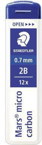 STAEDTLER Mars micro carbon 250 Feinmine 0,7 mm 2B – 12 Stück, bruchfest & PVC-frei