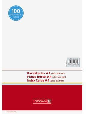 BRUNNEN Karteikarte DIN A4 quer blanko weiß 100 Stück 180 g/m²