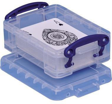 Really Useful Box Aufbewahrungsbox 0.2C 0,2 l transparent – 12 x 4,5 x 8,5 cm, stapelbar, mit Griff & Deckel