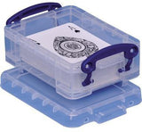 Really Useful Box Aufbewahrungsbox 0.2C 0,2 l transparent – 12 x 4,5 x 8,5 cm, stapelbar, mit Griff & Deckel