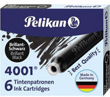 Pelikan Tintenpatrone 4001 TP/6 brillantschwarz – 6 Stück Standardtintenpatronen