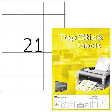 HERMA TopStick Universaletiketten 70 x 42,3 mm weiß 2.100 Stück für Laserdrucker