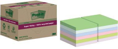 Post-it Super Sticky Recycling Notes 76 x 76 mm, 12 Blöcke à 70 Blatt, mehrfarbig
