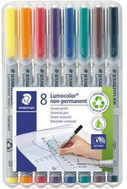 STAEDTLER Lumocolor 311 Folienstift Set, 8 Farben, 0,4 mm, non-permanent, abwischbar