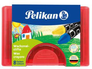 Pelikan Wachsmalstifte 665/8 WF, 8er-Set farbig sortiert, wasserfest, im Kunststoffetui