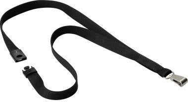 DURABLE Textilband SOFT COLOUR 15 mm Schwarz – 10 Stück, Sicherheitsverschluss & Karabiner