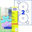 Avery Zweckform CD/DVD-Etiketten L7676-100, 117 mm, weiß, 200 Stück, für Laserdrucker