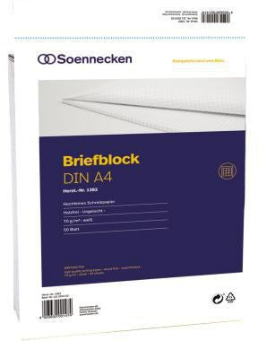 Soennecken Briefblock 1381 DIN A4 70g holzfrei 50 Blatt liniert weiß