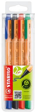 STABILO GREENpoint Fasermaler 0,8 mm – 4er Set, CO²-neutral, sortiert