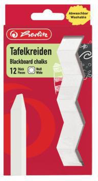 Herlitz Tafelkreide 8648107 weiß 12 St./Pack. – Kreide ohne Papierhülle für Tafeln