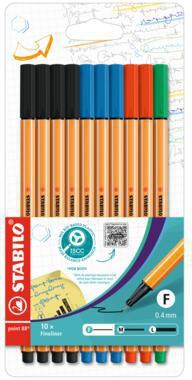 STABILO point 88 Fineliner 0,4 mm farbig sortiert 10er-Pack – Präzision Made in Germany