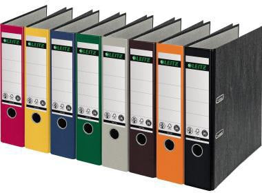 LEITZ Ordner 1080 DIN A4 80 mm gelb mit 180° Präzisionshebelmechanik und Wolkenmarmor