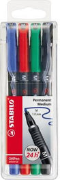 STABILO Folienstift OHPen universal 1 mm farbig sortiert 4 Stück – Permanentmarker für glatte Oberflächen