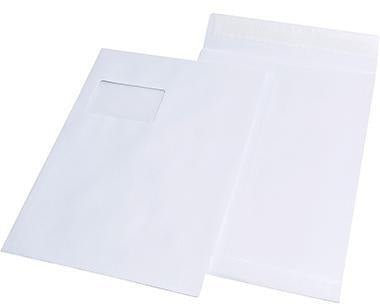 MAILmedia Faltentasche DIN C4 mit Fenster, 120 g/m² Kraftpapier, Haftklebung