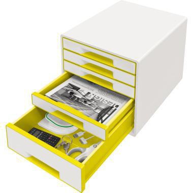 LEITZ Schubladenbox WOW CUBE 52142001 mit 5 Schubfächern, weiß/grau, stapelbar