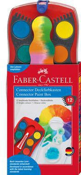 FABER-CASTELL Farbkasten Connector 125030 mit 12 leuchtenden Farben inkl. Deckweiß