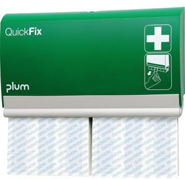 QUICKFIX Pflasterspender 5529 mit Fingerverbänden Detectable Long – grüner Wandspender für Lebensmittelindustrie