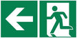 Hinweisschild Rettungsweg links 30x15cm Hart-PVC von Soennecken – nachleuchtend, witterungsbeständig