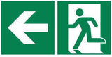 Hinweisschild Rettungsweg links 30x15cm Hart-PVC von Soennecken – nachleuchtend, witterungsbeständig