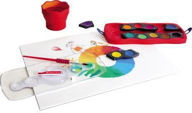 FABER-CASTELL Farbkasten Connector 125030 mit 12 leuchtenden Farben inkl. Deckweiß