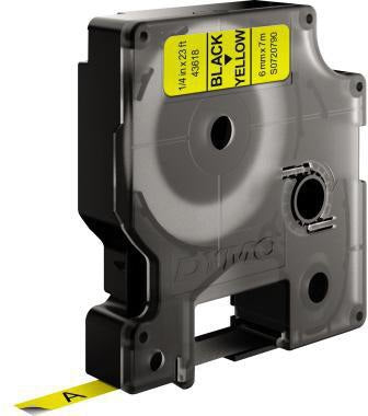 DYMO D1 Schriftbandkassette 6 mm x 7 m – Schwarz auf Weiß, UV-beständig, wieder ablösbar