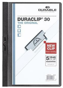 DURABLE Klemmmappe DURACLIP 30 DIN A4 Hartfolie grün – für bis zu 30 Blatt