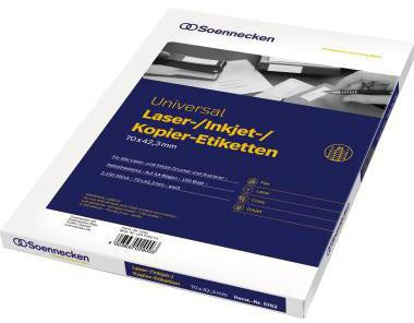 Soennecken Universaletikett 70 x 42,3 mm weiß, 2.100 Etiketten, für Laser-, Inkjetdrucker und Kopierer