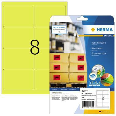 HERMA Neonetiketten 5144 neongelb 99,1 x 67,7 mm 160 Etiketten für Laserdrucker